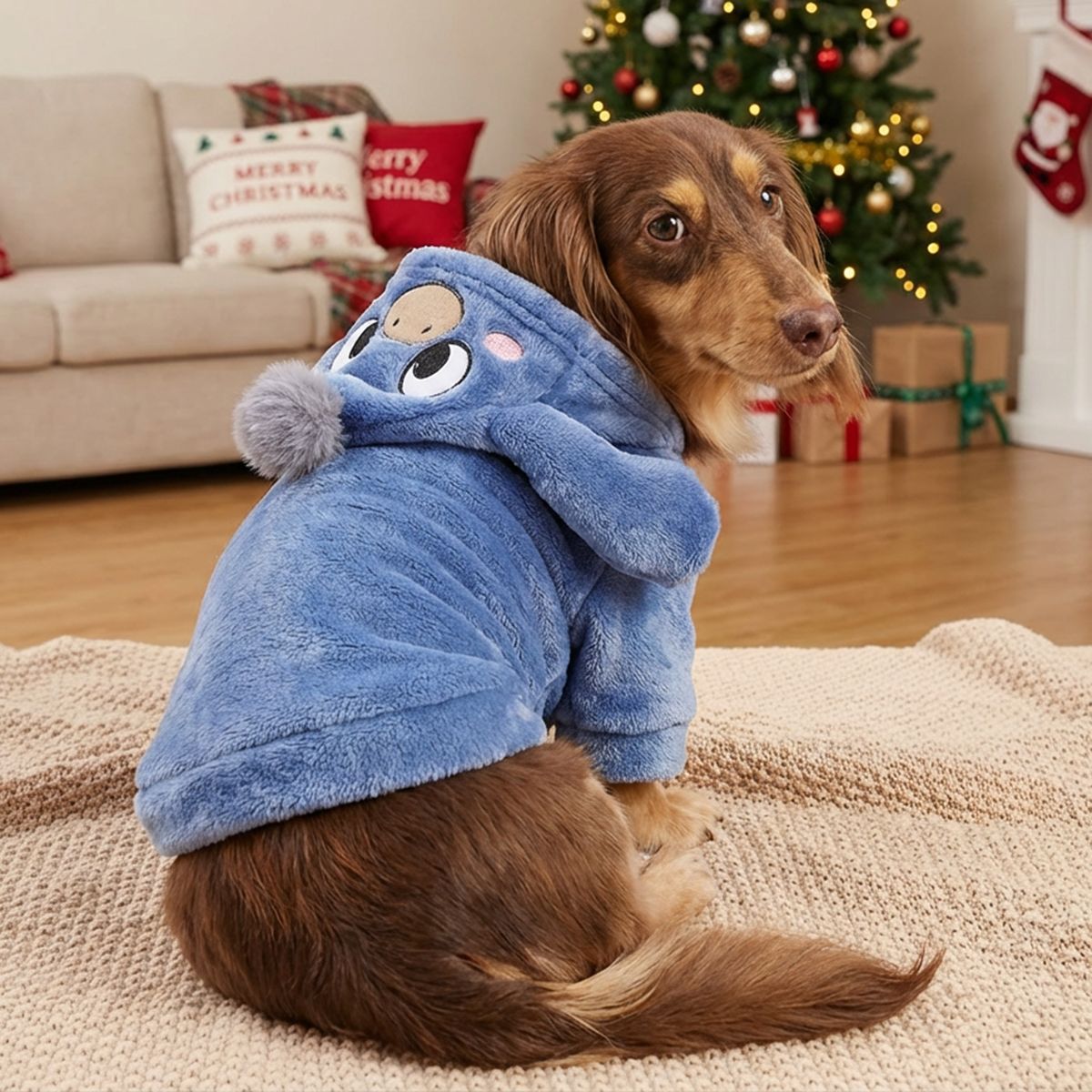 Donkey Costume Flannel Pet Outfit Polyester Hooded Dog Costume 120g S-L