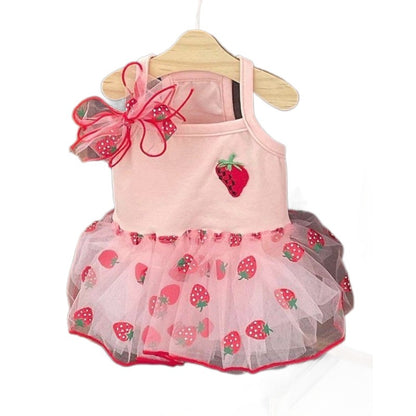Pink Polka Dot Princess Pet Dress Polyester Dog Skirt 100g XS-L Small Dog Clothing