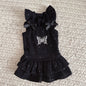 Cotton Pet Princess Dress with Bow and Rhinestone Decoration Light Blue/Black 3XS-S