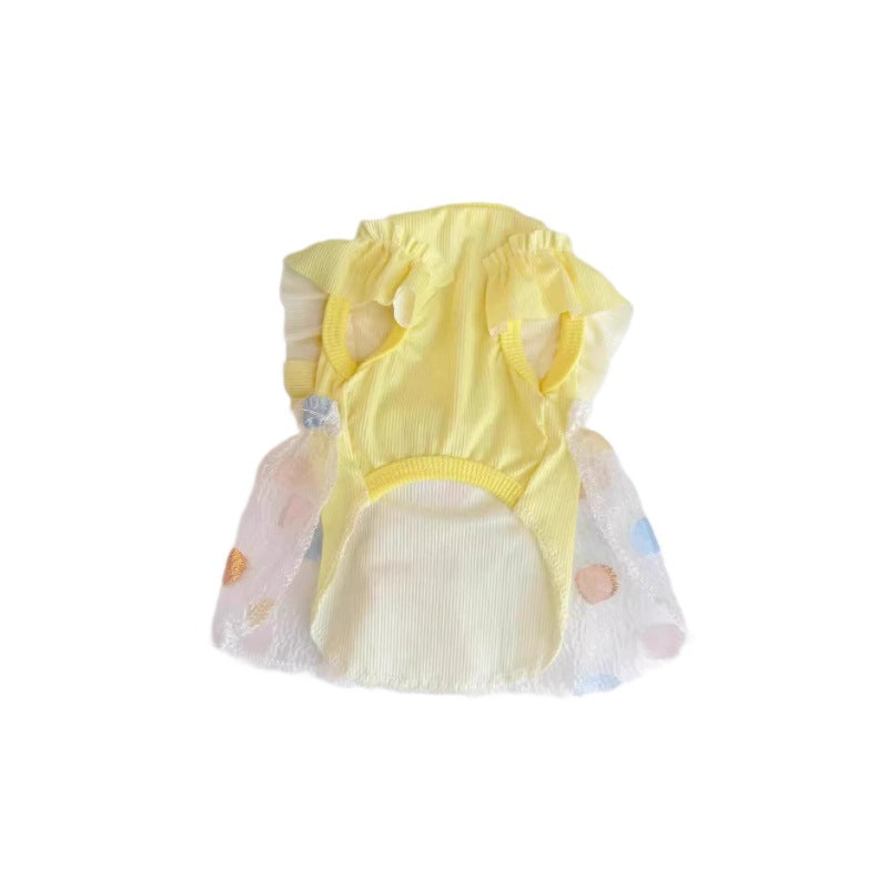 Princess Style Yellow Polyester Pet Dress Lightweight 100g Small Dog Clothing XS-L