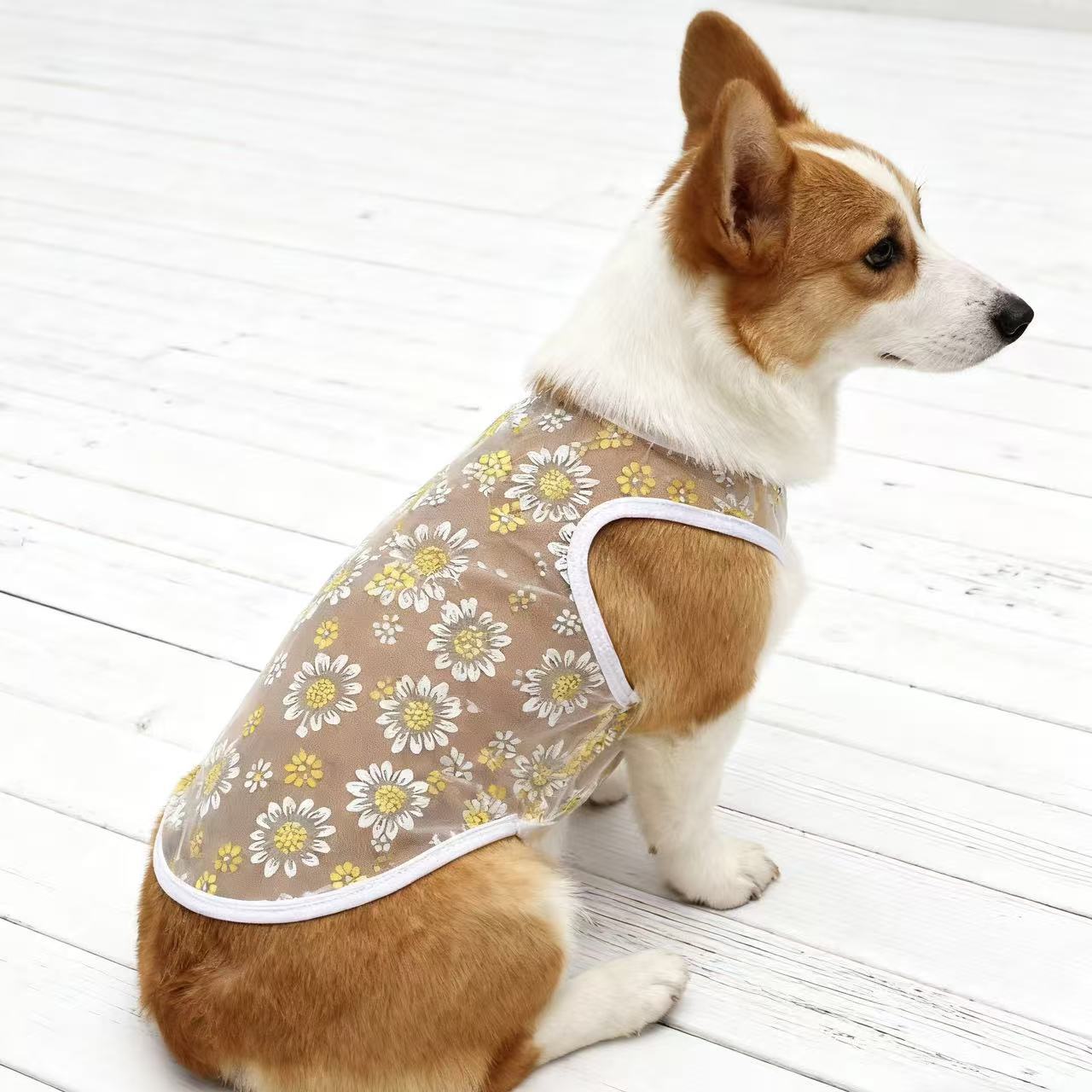 Polyester Printed Pet Vest 50g Dog Summer Shirt Black/White S-L