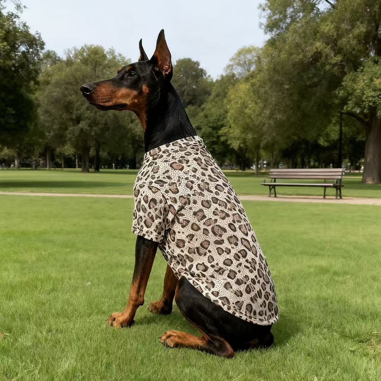 Leopard Print Polyester Pet Vest Medium Large Dog Clothing S-L