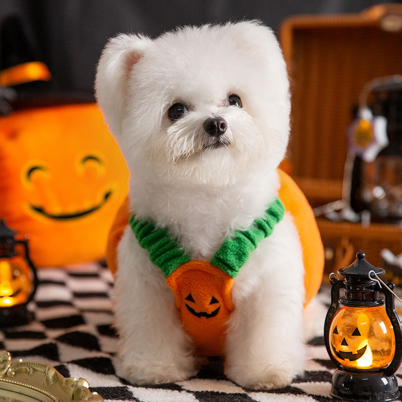 Halloween Pumpkin Pet Costume Polyester Dog Outfit 300g S-XL