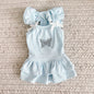 Cotton Pet Princess Dress with Bow and Rhinestone Decoration Light Blue/Black 3XS-S