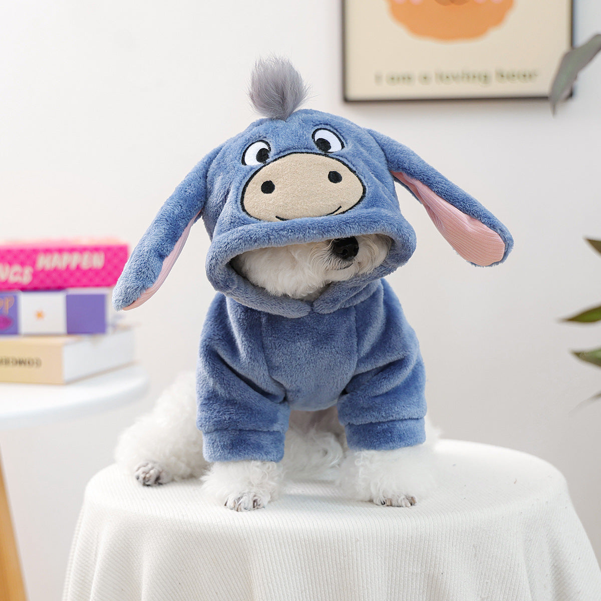 Donkey Costume Flannel Pet Outfit Polyester Hooded Dog Costume 120g S-L