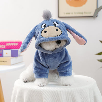 Donkey Costume Flannel Pet Outfit Polyester Hooded Dog Costume 120g S-L