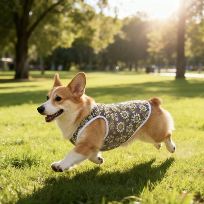 Polyester Printed Pet Vest 50g Dog Summer Shirt Black/White S-L