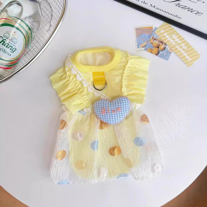 Princess Style Yellow Polyester Pet Dress Lightweight 100g Small Dog Clothing XS-L