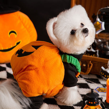 Halloween Pumpkin Pet Costume Polyester Dog Outfit 300g S-XL