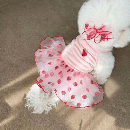 Pink Polka Dot Princess Pet Dress Polyester Dog Skirt 100g XS-L Small Dog Clothing