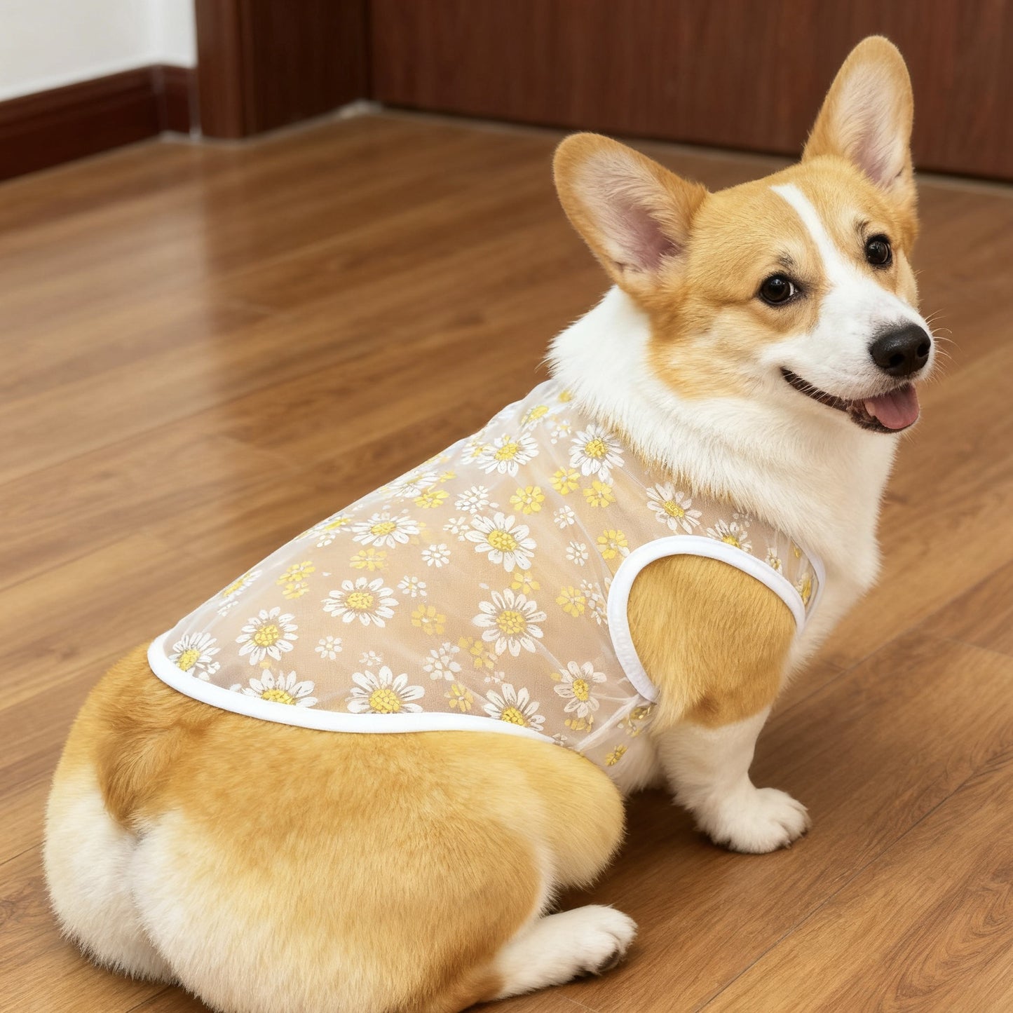 Polyester Printed Pet Vest 50g Dog Summer Shirt Black/White S-L