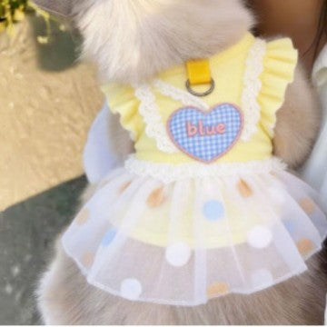 Princess Style Yellow Polyester Pet Dress Lightweight 100g Small Dog Clothing XS-L
