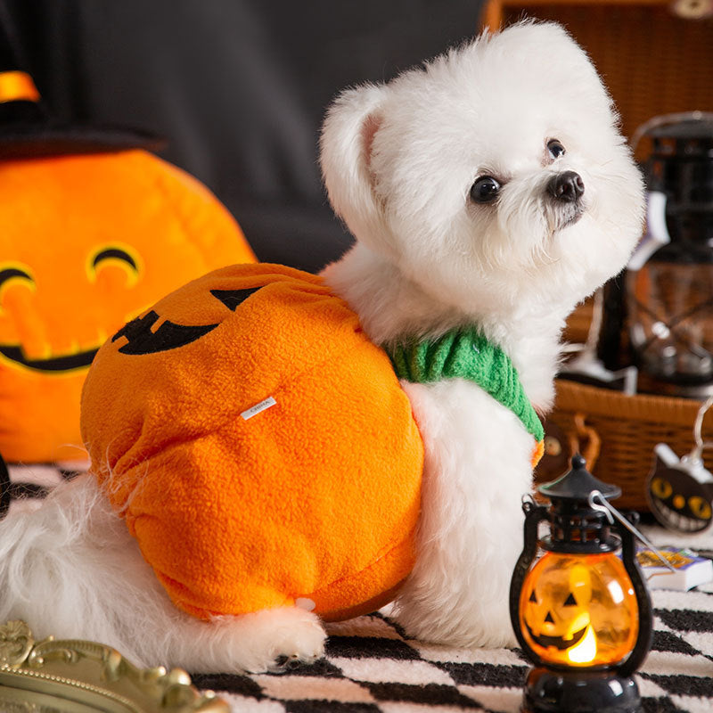 Halloween Pumpkin Pet Costume Polyester Dog Outfit 300g S-XL
